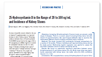 Vitamin D And Kidney Stones - GrassrootsHealth